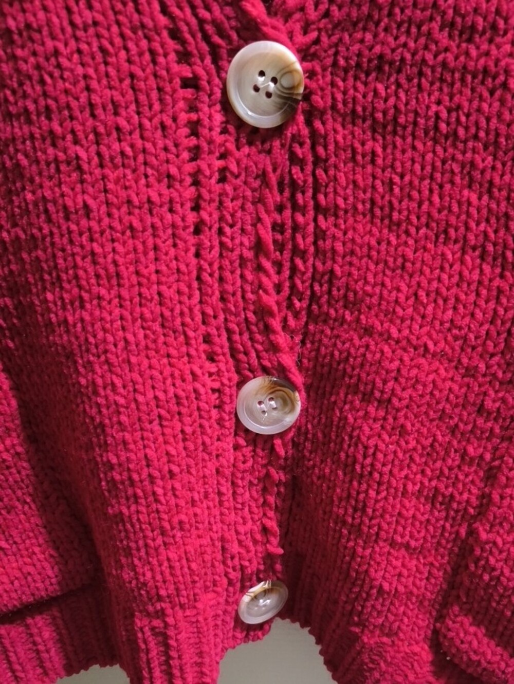 Cozy Oversized Red Button-Front Women’s Sweater Cardigan - Picture 2 of 4